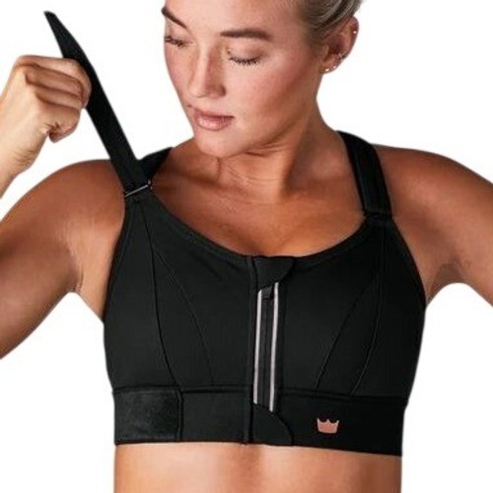 Shefit Ultimate Sports Bra Womens 3Luxe Black Zip Front High Impact Athleisure